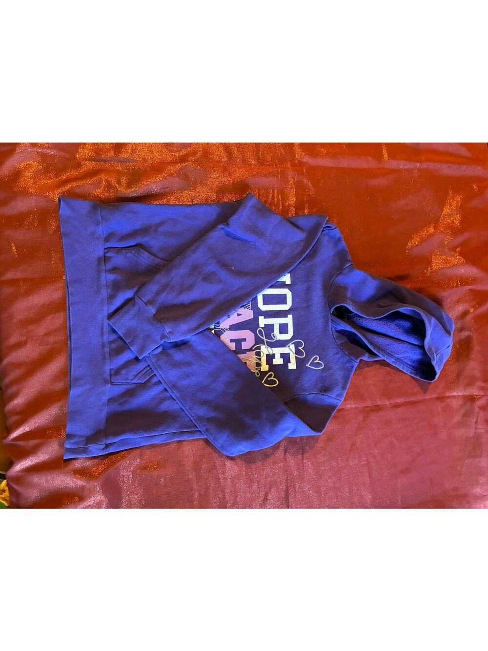 Total Girl Hoodie Girls L Purple Fleece Lined Pullover Hope Graphic Front Pocket